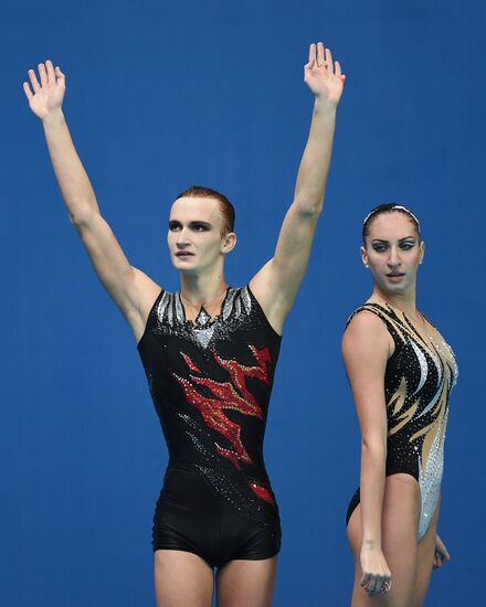16th 2015 World Aquatics Championships. Synchronized swimming. Duos. Free program. Preliminary Round