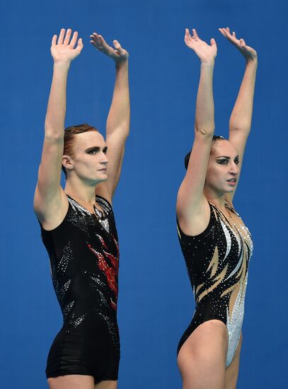 16th 2015 World Aquatics Championships. Synchronized swimming. Duos. Free program. Preliminary Round