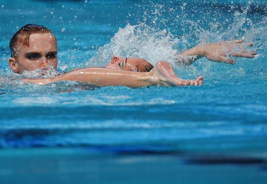 16th 2015 World Aquatics Championships. Synchronized swimming. Duos. Free program. Preliminary Round