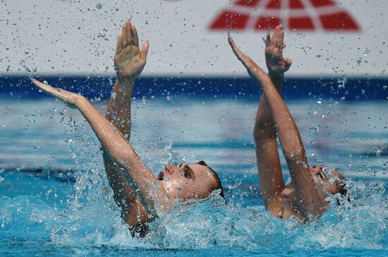 16th 2015 World Aquatics Championships. Synchronized swimming. Duos. Free program. Preliminary Round
