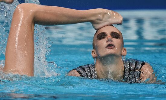 16th 2015 World Aquatics Championships. Synchronized swimming. Duos. Free program. Preliminary Round