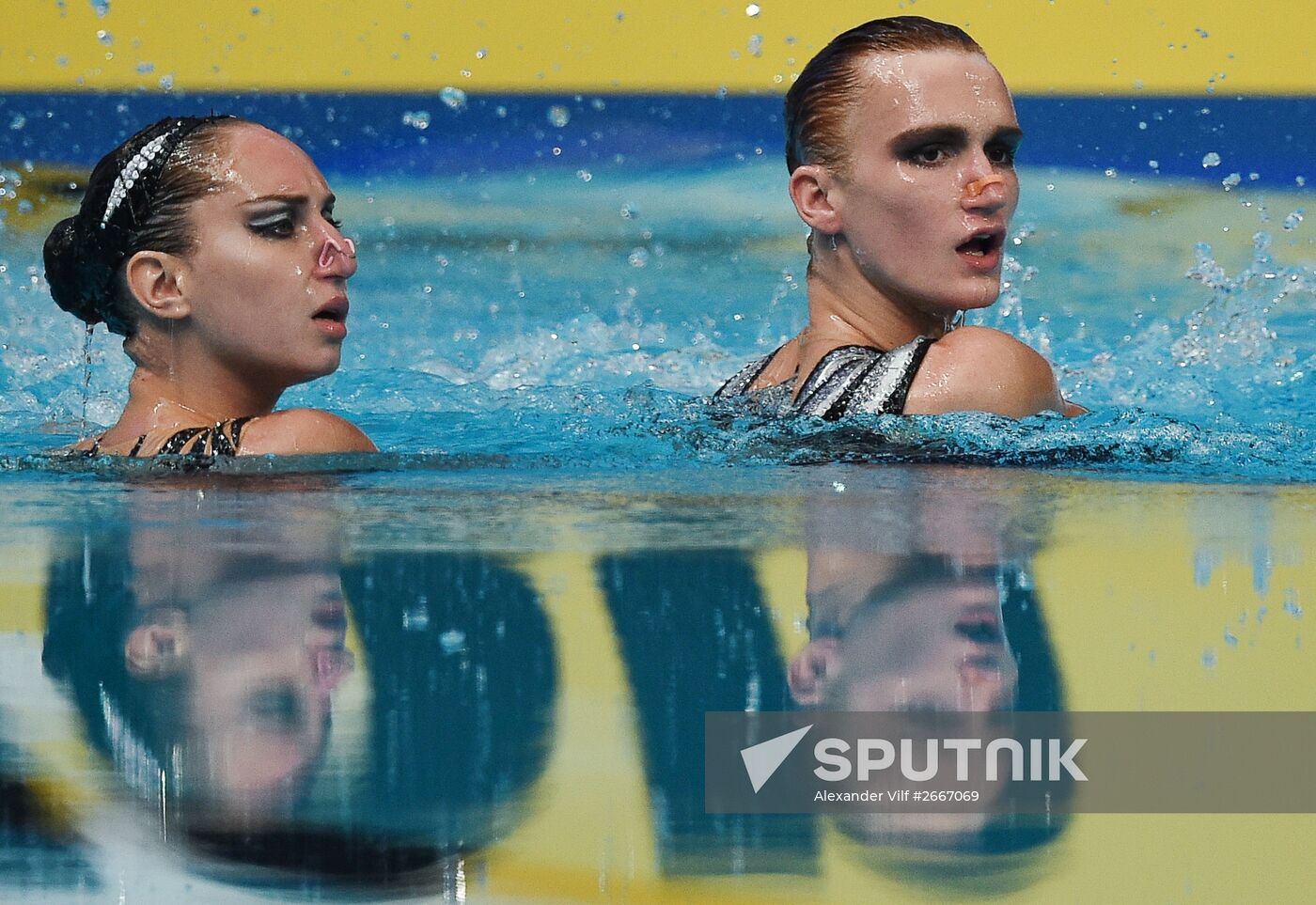 16th 2015 World Aquatics Championships. Synchronized swimming. Duos. Free program. Preliminary Round