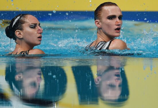 16th 2015 World Aquatics Championships. Synchronized swimming. Duos. Free program. Preliminary Round