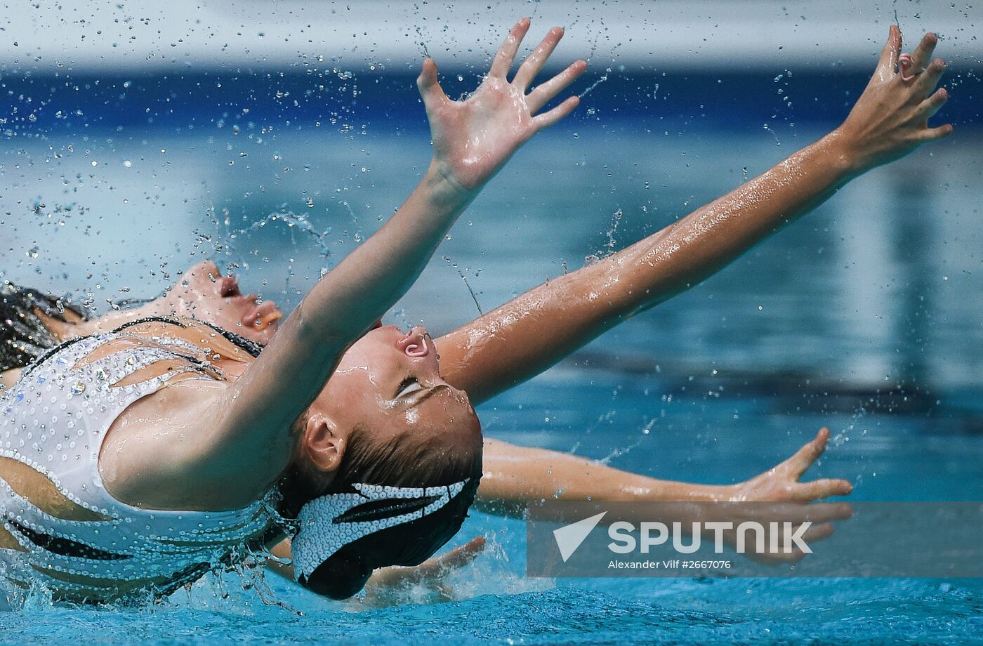 16th 2015 World Aquatics Championships. Synchronized swimming. Duos. Free program. Preliminary Round