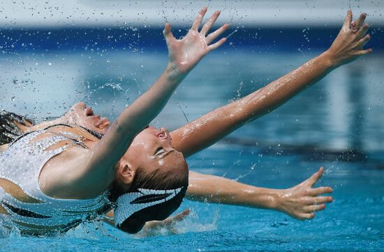 16th 2015 World Aquatics Championships. Synchronized swimming. Duos. Free program. Preliminary Round