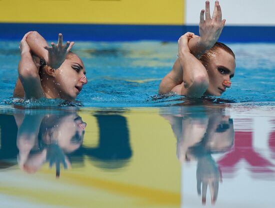 16th 2015 World Aquatics Championships. Synchronized swimming. Duos. Free program. Preliminary Round