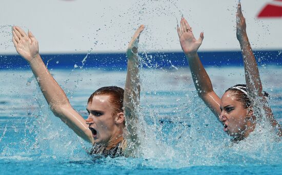 16th 2015 World Aquatics Championships. Synchronized swimming. Duos. Free program. Preliminary Round