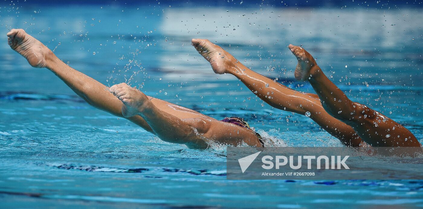 16th 2015 World Aquatics Championships. Synchronized swimming. Duos. Free program. Preliminary Round