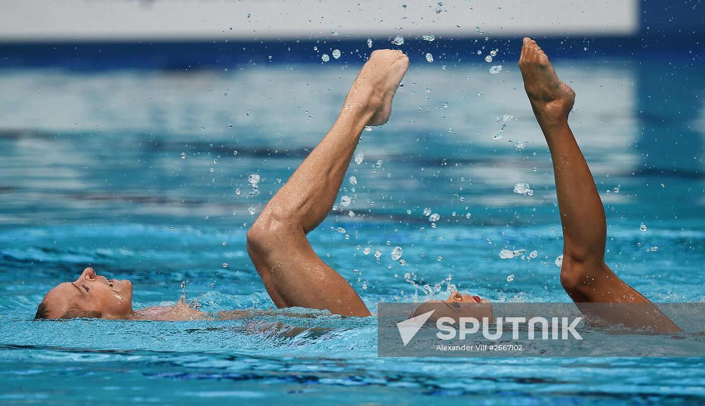 16th 2015 World Aquatics Championships. Synchronized swimming. Duos. Free program. Preliminary Round