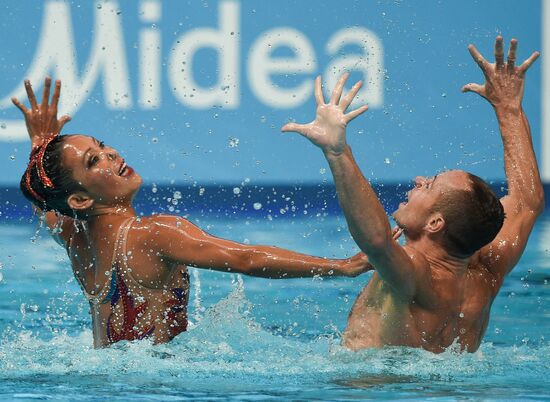 16th 2015 World Aquatics Championships. Synchronized swimming. Duos. Free program. Preliminary Round