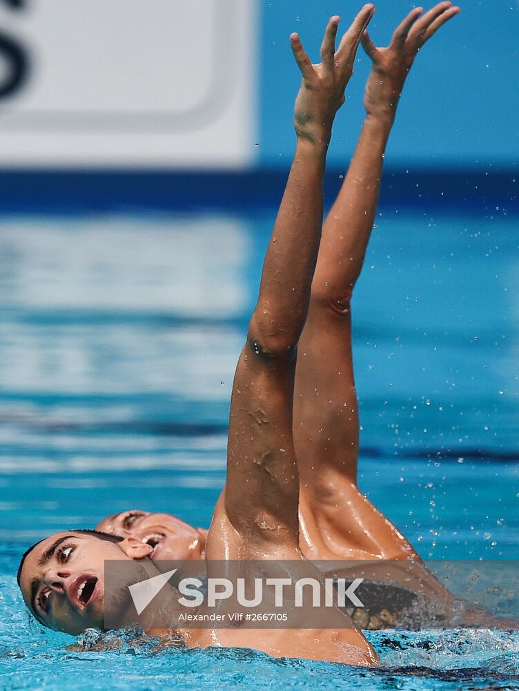 16th 2015 World Aquatics Championships. Synchronized swimming. Mixed duet free routine. Preliminary Round