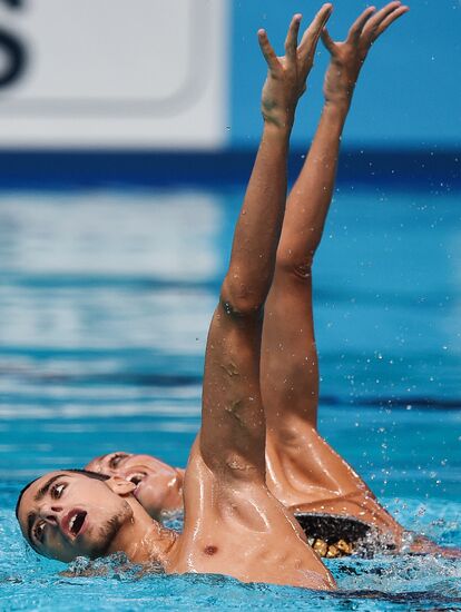 16th 2015 World Aquatics Championships. Synchronized swimming. Mixed duet free routine. Preliminary Round