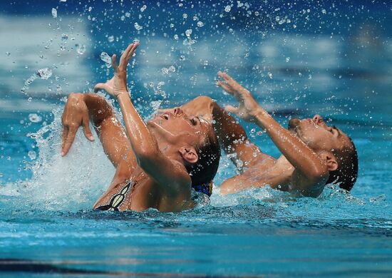 16th 2015 World Aquatics Championships. Synchronized swimming. Mixed duet free routine. Preliminary Round