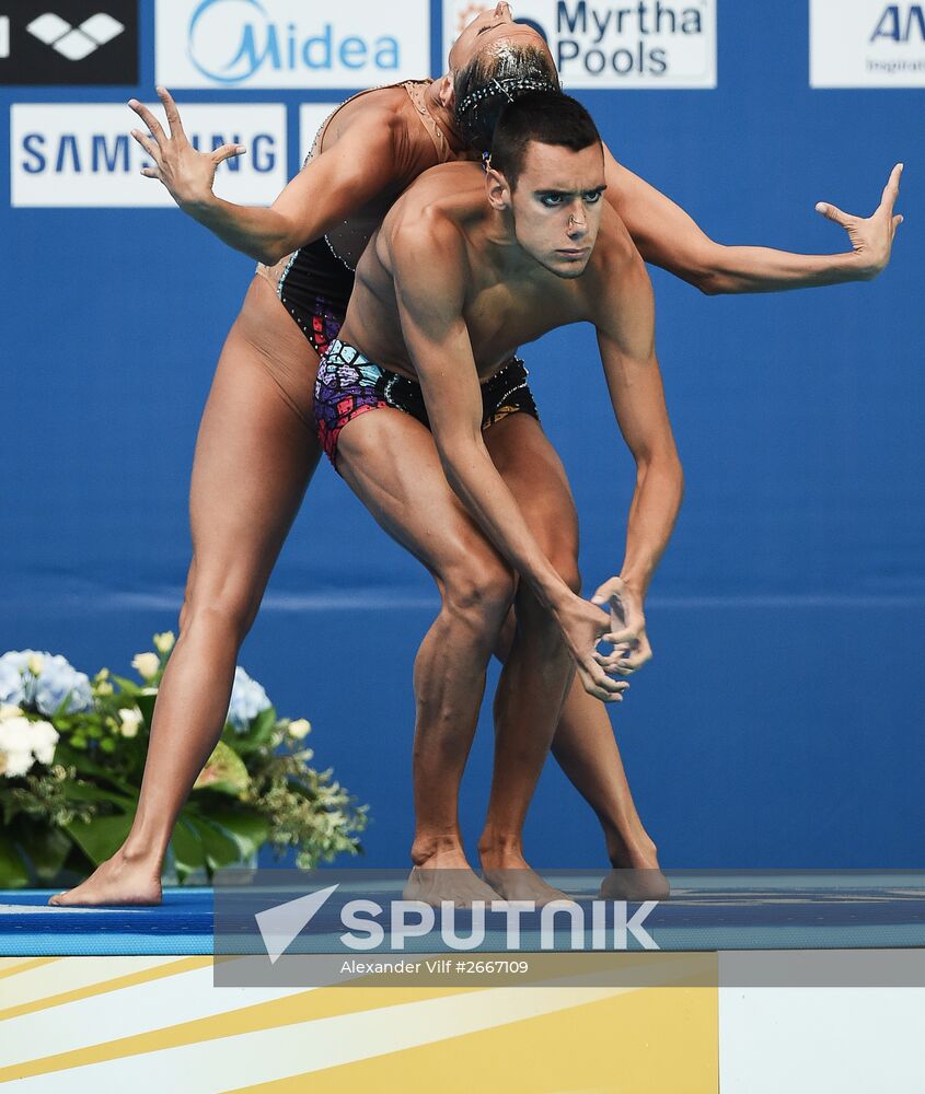 16th 2015 World Aquatics Championships. Synchronized swimming. Mixed duet free routine. Preliminary Round