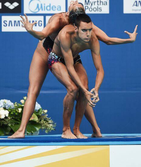 16th 2015 World Aquatics Championships. Synchronized swimming. Mixed duet free routine. Preliminary Round