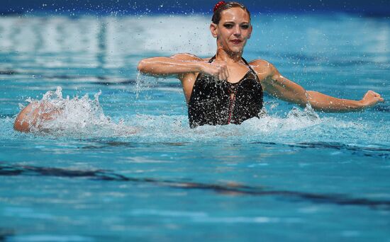 16th 2015 World Aquatics Championships. Synchronized swimming. Duos. Free program. Preliminary Round