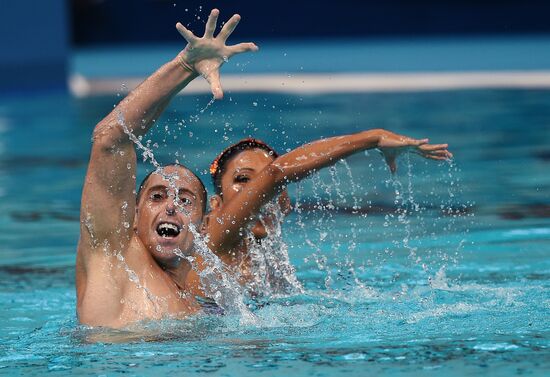 16th 2015 World Aquatics Championships. Synchronized swimming. Duos. Free program. Preliminary Round