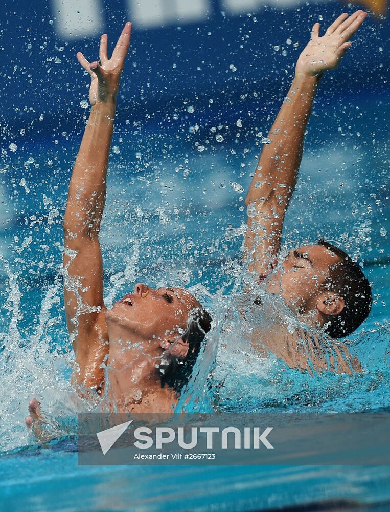 16th 2015 World Aquatics Championships. Synchronized swimming. Mixed duet free routine. Preliminary Round