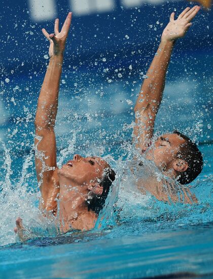16th 2015 World Aquatics Championships. Synchronized swimming. Mixed duet free routine. Preliminary Round