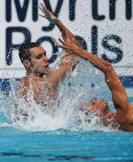 16th 2015 World Aquatics Championships. Synchronized swimming. Mixed duet free routine. Preliminary Round