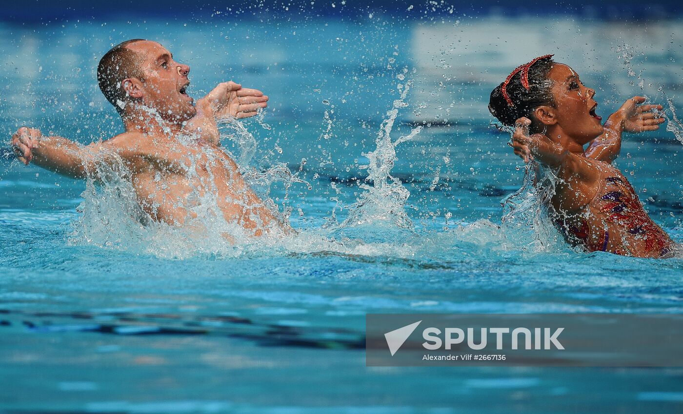 16th 2015 World Aquatics Championships. Synchronized swimming. Duos. Free program. Preliminary Round