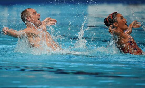 16th 2015 World Aquatics Championships. Synchronized swimming. Duos. Free program. Preliminary Round