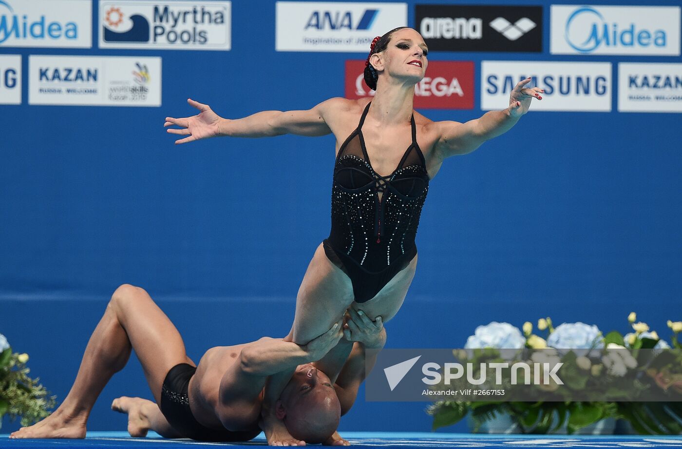 16th 2015 World Aquatics Championships. Synchronized swimming. Duos. Free program. Preliminary Round