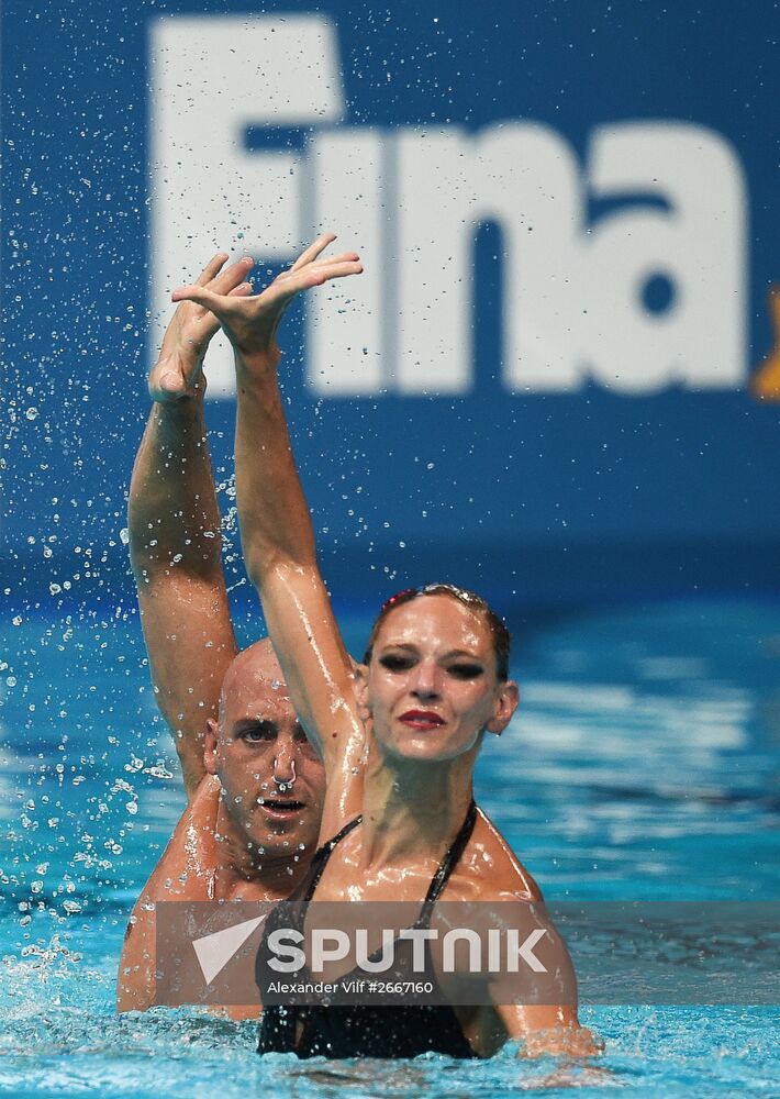 16th 2015 World Aquatics Championships. Synchronized swimming. Duos. Free program. Preliminary Round