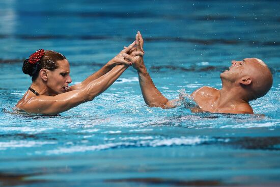 16th 2015 World Aquatics Championships. Synchronized swimming. Duos. Free program. Preliminary Round