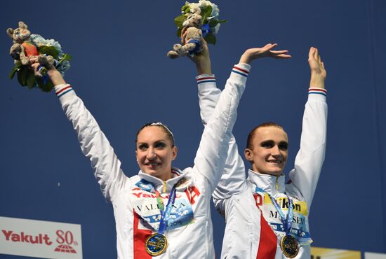 FINA 2015 World Championships. Synchronized swimming. Mixed duet free finaled duet swimming. Solo. Free routine. Finals