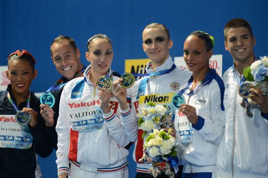 FINA 2015 World Championships. Synchronized swimming. Mixed duet free finaled duet swimming. Solo. Free routine. Finals