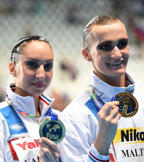 FINA 2015 World Championships. Synchronized swimming. Mixed duet free finaled duet swimming. Solo. Free routine. Finals