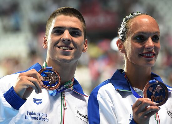 FINA 2015 World Championships. Synchronized swimming. Mixed duet free finaled duet swimming. Solo. Free routine. Finals