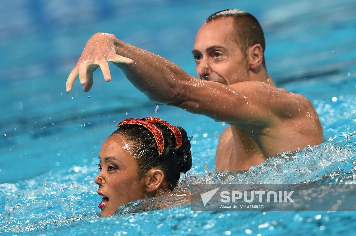 FINA 2015 World Championships. Synchronized swimming. Mixed duet free finaled duet swimming. Solo. Free routine. Finals