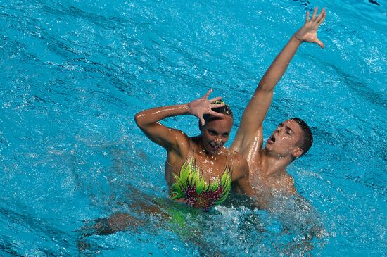 FINA 2015 World Championships. Synchronized swimming. Mixed duet free finaled duet swimming. Solo. Free routine. Finals