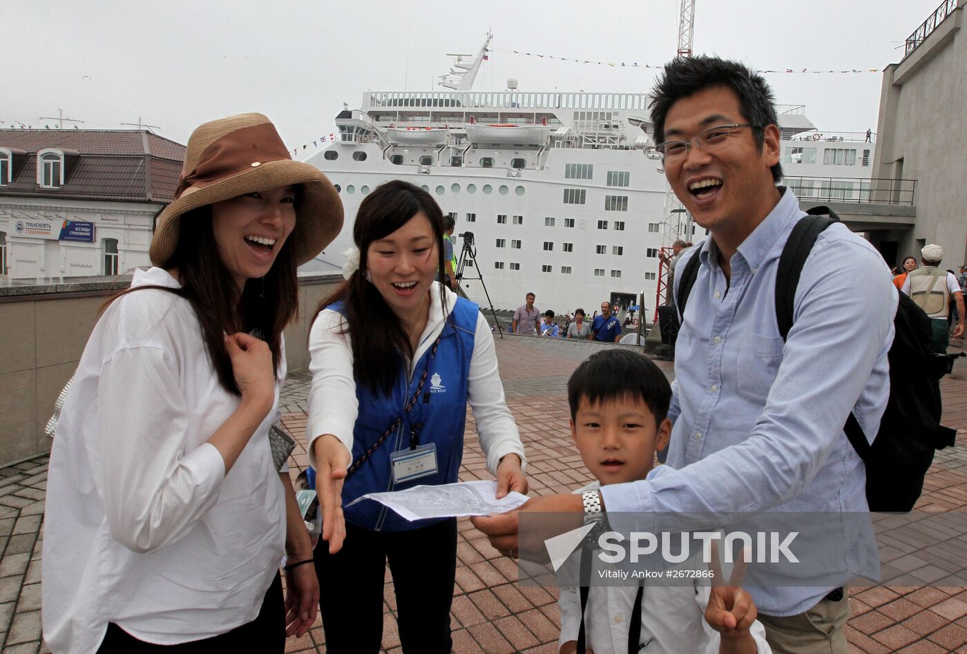 Cruise ship MS Ocean Dream arrives in Vladivostok.