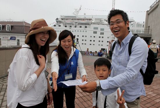 Cruise ship MS Ocean Dream arrives in Vladivostok.