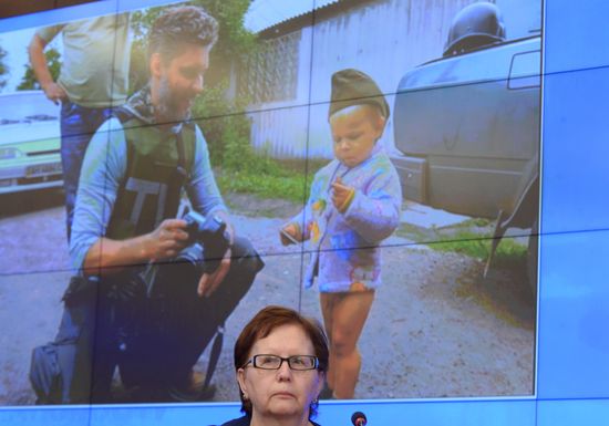 News conference timed to one year's anniversary of death of Andrei Stenin, Rossiya Segodnya photo correspondentA