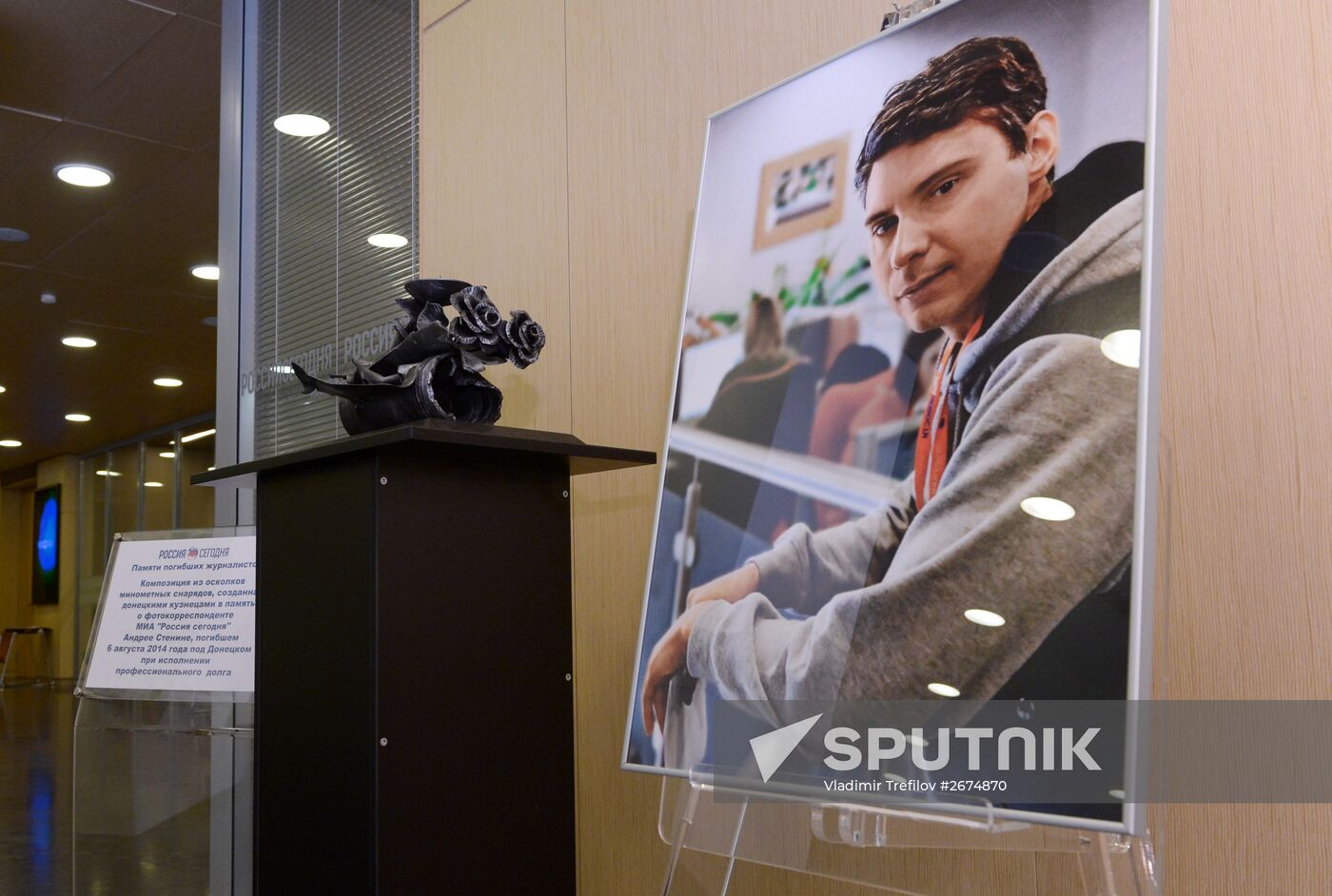 News conference timed to one year's anniversary of death of Andrei Stenin, Rossiya Segodnya photo correspondentA