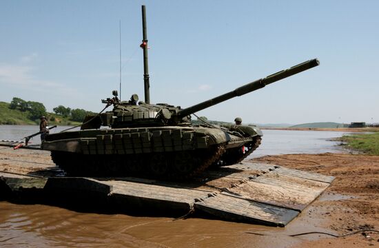 Tank units exercise of 5th Combined Arms Army of Eastern Military District