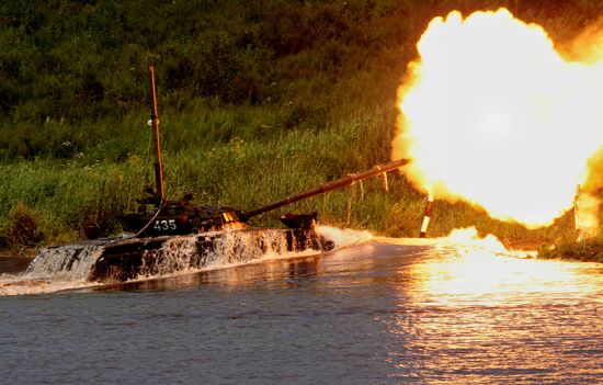 Tank units exercise of 5th Combined Arms Army of Eastern Military District