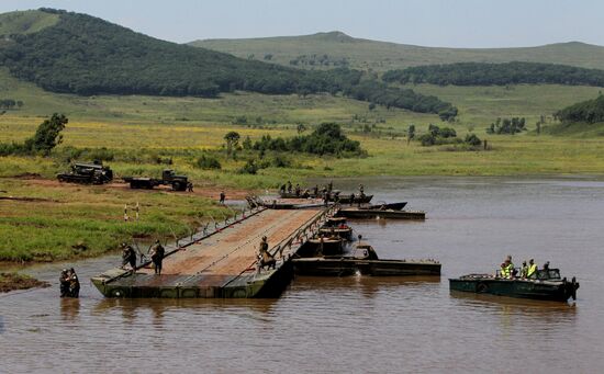 Tank units exercise of 5th Combined Arms Army of Eastern Military District