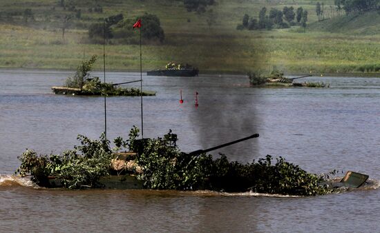 Tank units exercise of 5th Combined Arms Army of Eastern Military District