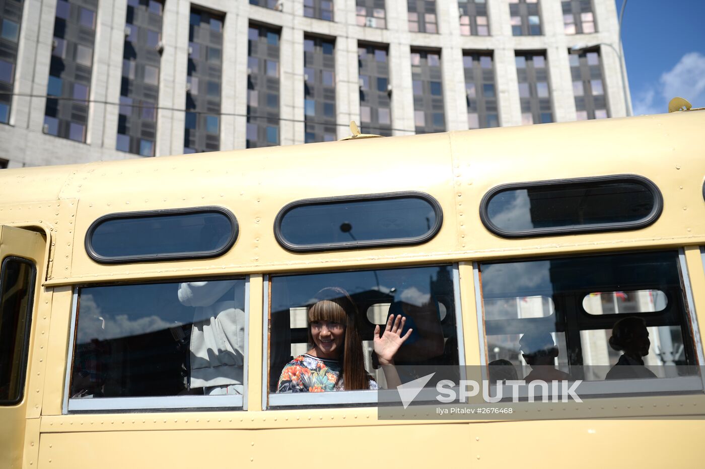 Parade of rare buses in Moscow