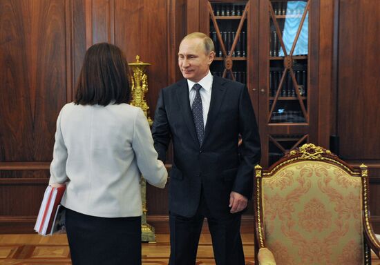 President Vladimir Putin meets with Central Bank Governor Elvira Nabiullina