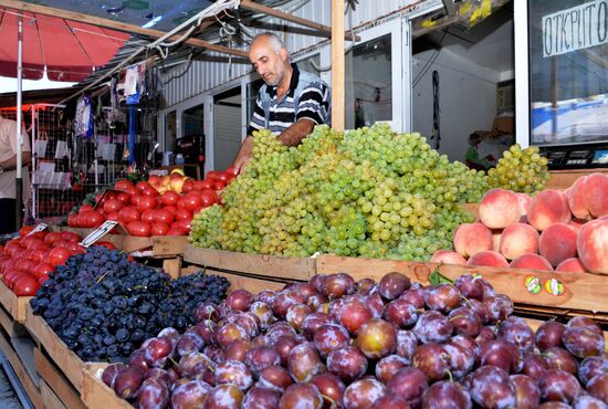 Vegetables and fruit on sale in Grozny