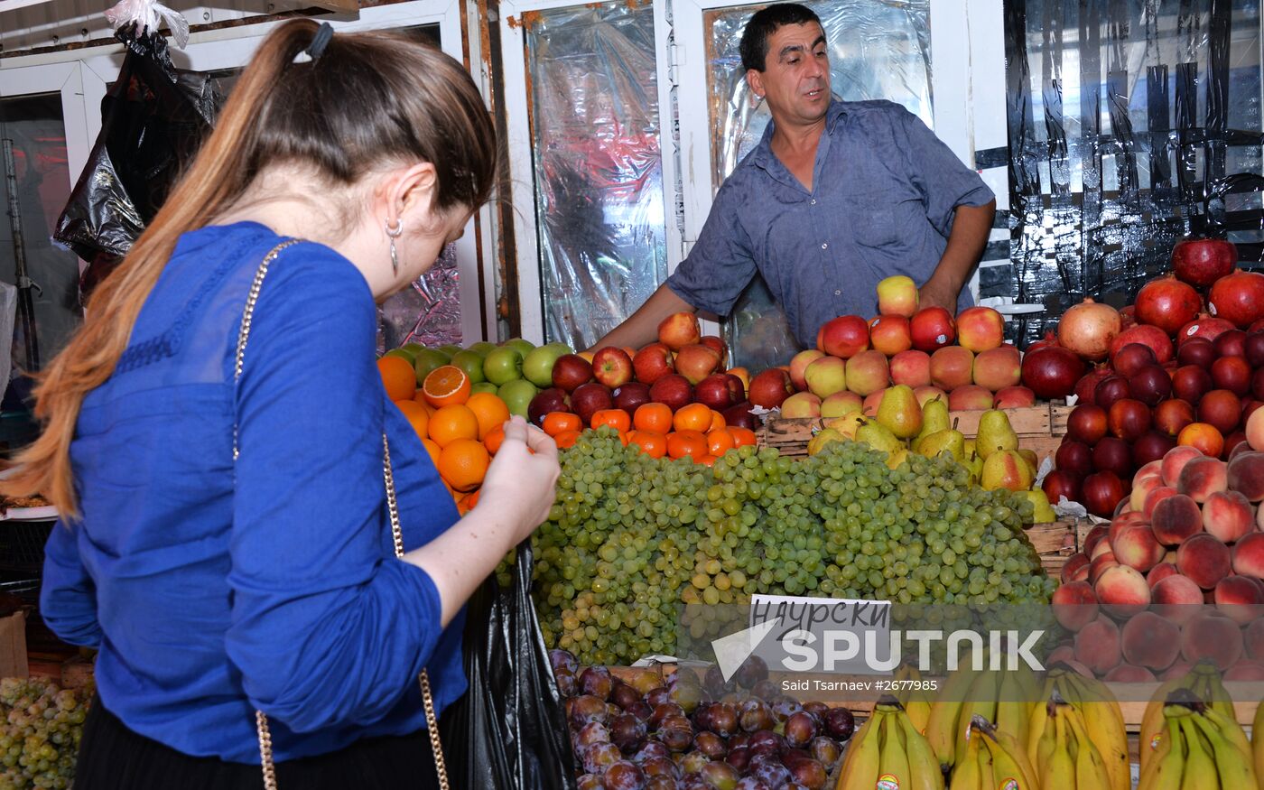 Vegetables and fruit on sale in Grozny