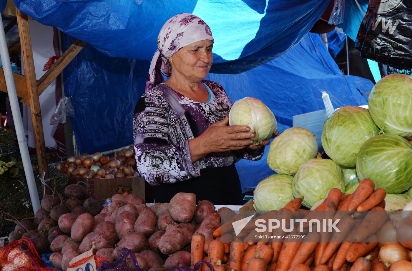 Vegetables and fruit on sale in Grozny