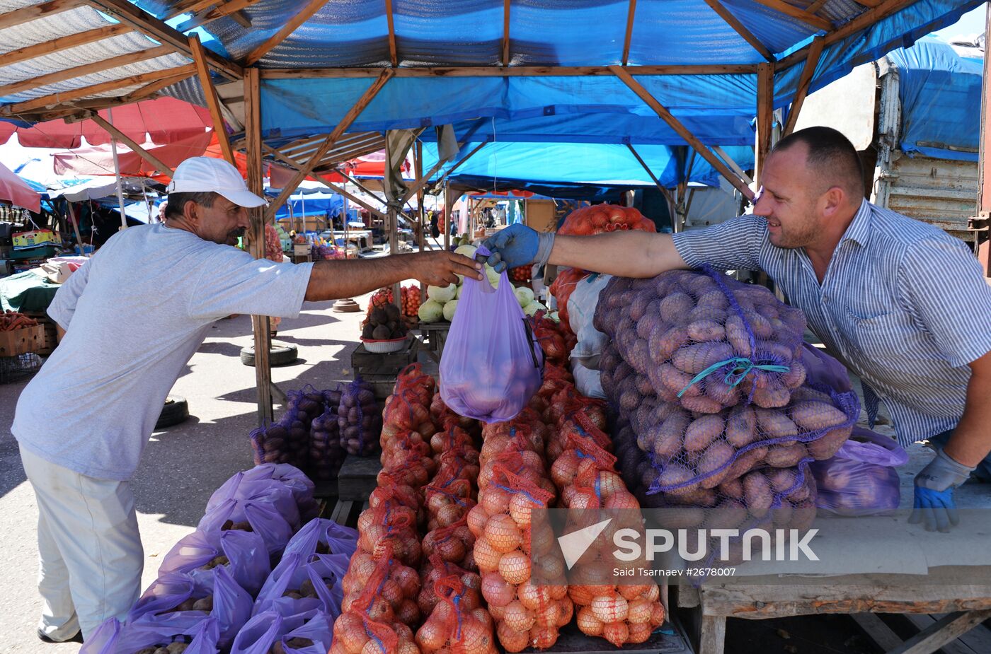 Vegetables and fruit on sale in Grozny