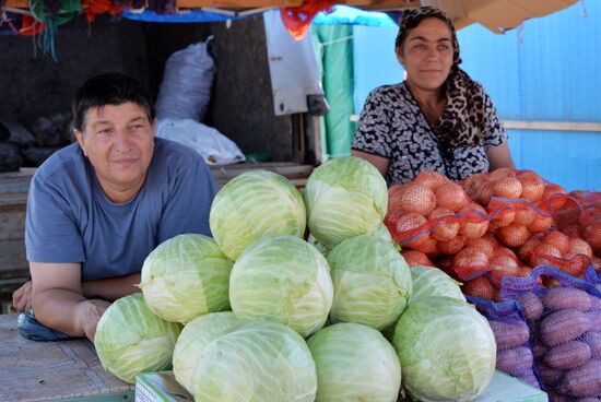Vegetables and fruit on sale in Grozny